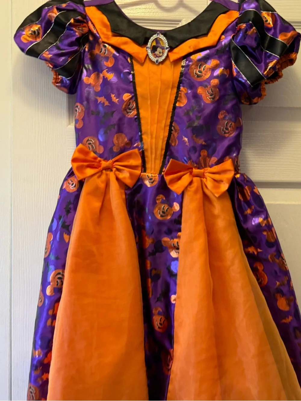 Disney Purple & Orange Minnie Mouse Halloween Kids Costume Witch Dress size 9-10